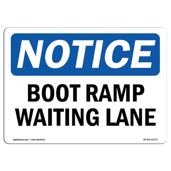 Safety Sign, OSHA Notice, 3.5" Height, Boat Ramp Waiting Lane Sign, Landscape, 10PK